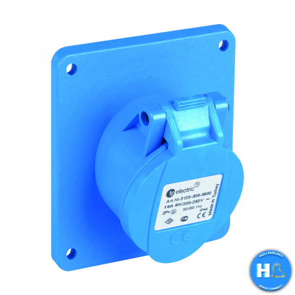 CEE Anbausteckdose 83x90mm 3x16A IP44 mit Steckklemmen (QuickConnect)